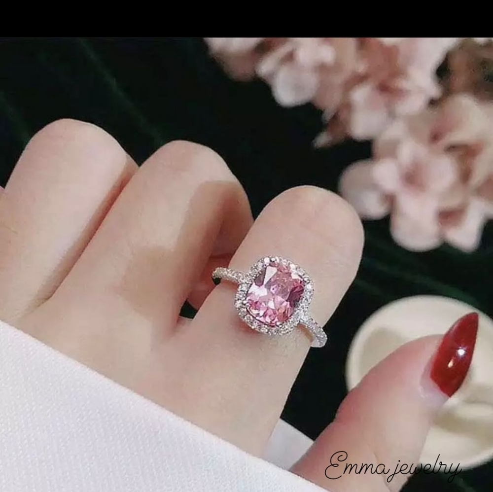 💍New 925Sterling Silver pink Stone